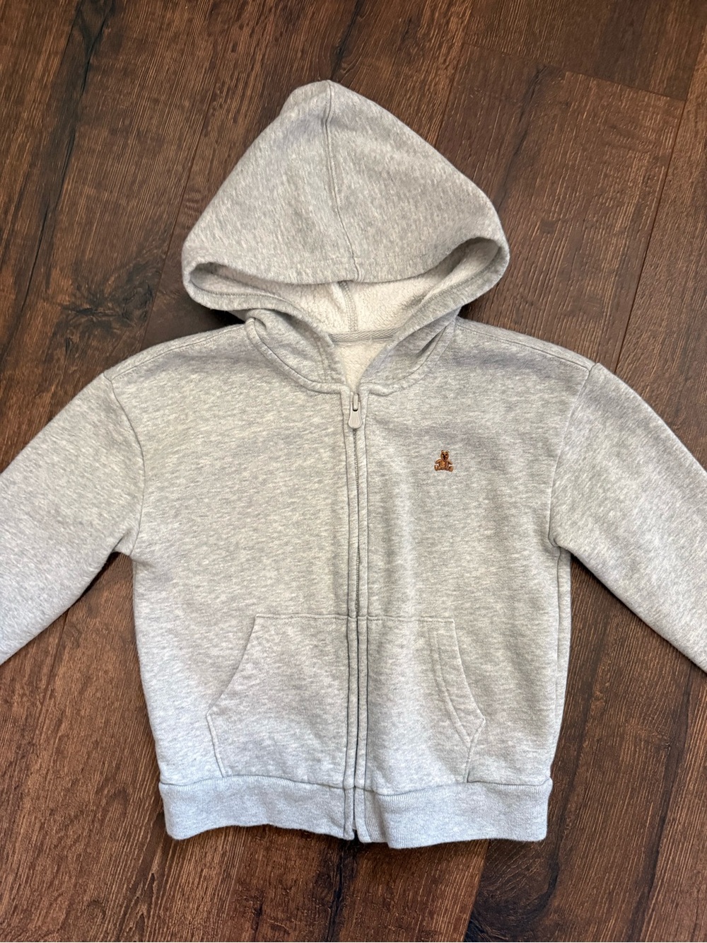 GAP Light Gray Kids Zip Hoodie with Embroidered Logo